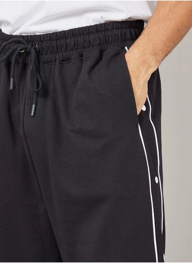 Styli Contrast Piping and Popper Oversized Open Hem Jogger