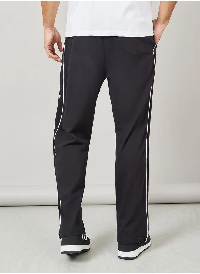 Styli Contrast Piping and Popper Oversized Open Hem Jogger