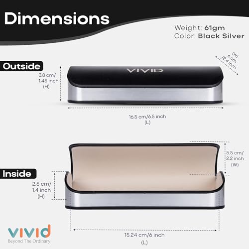 VIVID Vision Unisex Adult Lightweight Eyewear Specs Case Cover | Protect Eye Glasses | ABS | Plastic | Spectacles | Cases | AP-276 | Black-Silver - Image 4