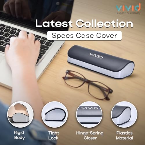 VIVID Vision Unisex Adult Lightweight Eyewear Specs Case Cover | Protect Eye Glasses | ABS | Plastic | Spectacles | Cases | AP-276 | Black-Silver - Image 3