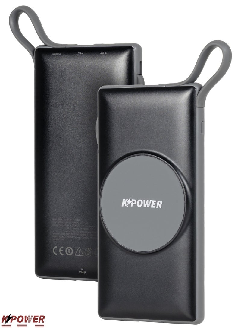KPOWER 6in1 Station Power Terminal With 10000mAh Power QC Wireless Power Banks/ Rapid Re-Charging Station/Built-In Safeguards/ Charging Base Input - Image 2