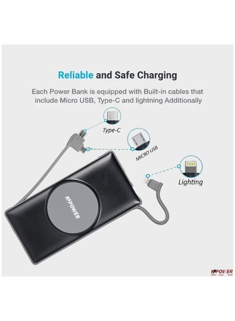 KPOWER 6in1 Station Power Terminal With 10000mAh Power QC Wireless Power Banks/ Rapid Re-Charging Station/Built-In Safeguards/ Charging Base Input - Image 3