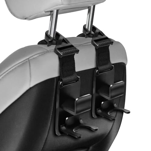 Wogomz 2PCS Car Seat Headrest Hook Headrest Hooks for Car Automotive Seat Storage Organizer Hanger for Handbag Purse Coat Umbrella Water Bottle Universal Interior Car Accessories - Image 1