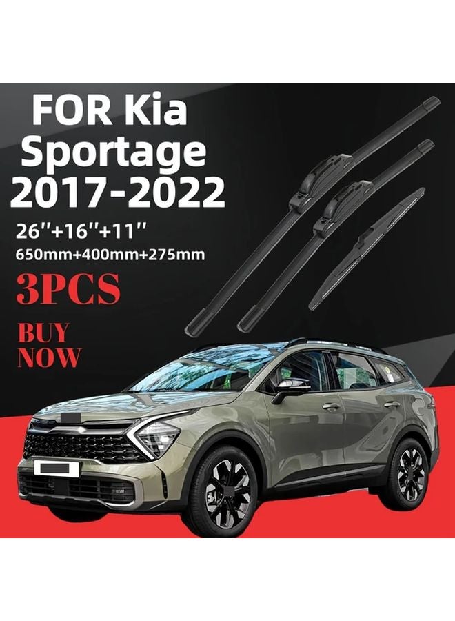 Kia Sportage 2017 2022 Wiper Blade Set 26 16 11 Inches All Weather 3 Piece Kit - Image 2