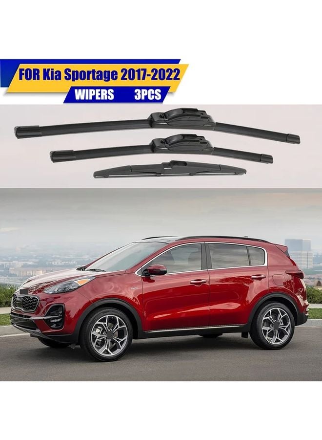 Kia Sportage 2017 2022 Wiper Blade Set 26 16 11 Inches All Weather 3 Piece Kit - Image 1