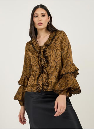Animal Print Flared Sleeves Top with Ruffle Details - pzsku/Z7E450DEF5B83774511D7Z/45/_/1735287353/24323e57-48aa-4993-bb5b-40e91716d8e8