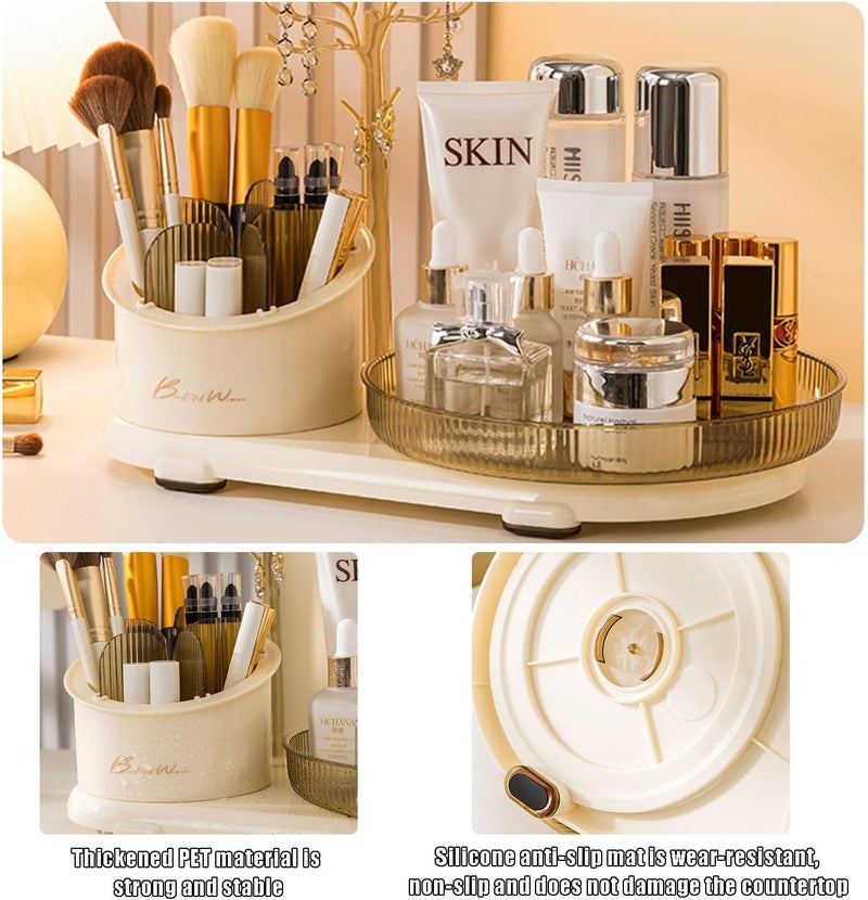 Deoxys Multicolor Modern Stylish Makeup Organizer 360° Rotating Cosmetics Storage Box for Bedroom Dressing Table Desktop Vanity Bathroom - Image 3