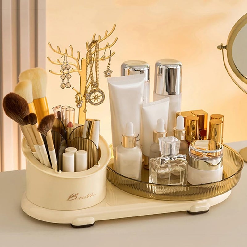 Deoxys Multicolor Modern Stylish Makeup Organizer 360° Rotating Cosmetics Storage Box for Bedroom Dressing Table Desktop Vanity Bathroom - Image 1