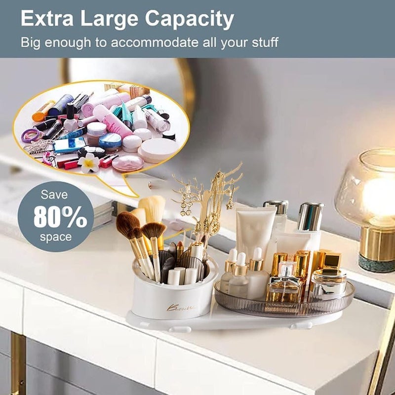 Deoxys Multicolor Modern Stylish Makeup Organizer 360° Rotating Cosmetics Storage Box for Bedroom Dressing Table Desktop Vanity Bathroom - Image 5