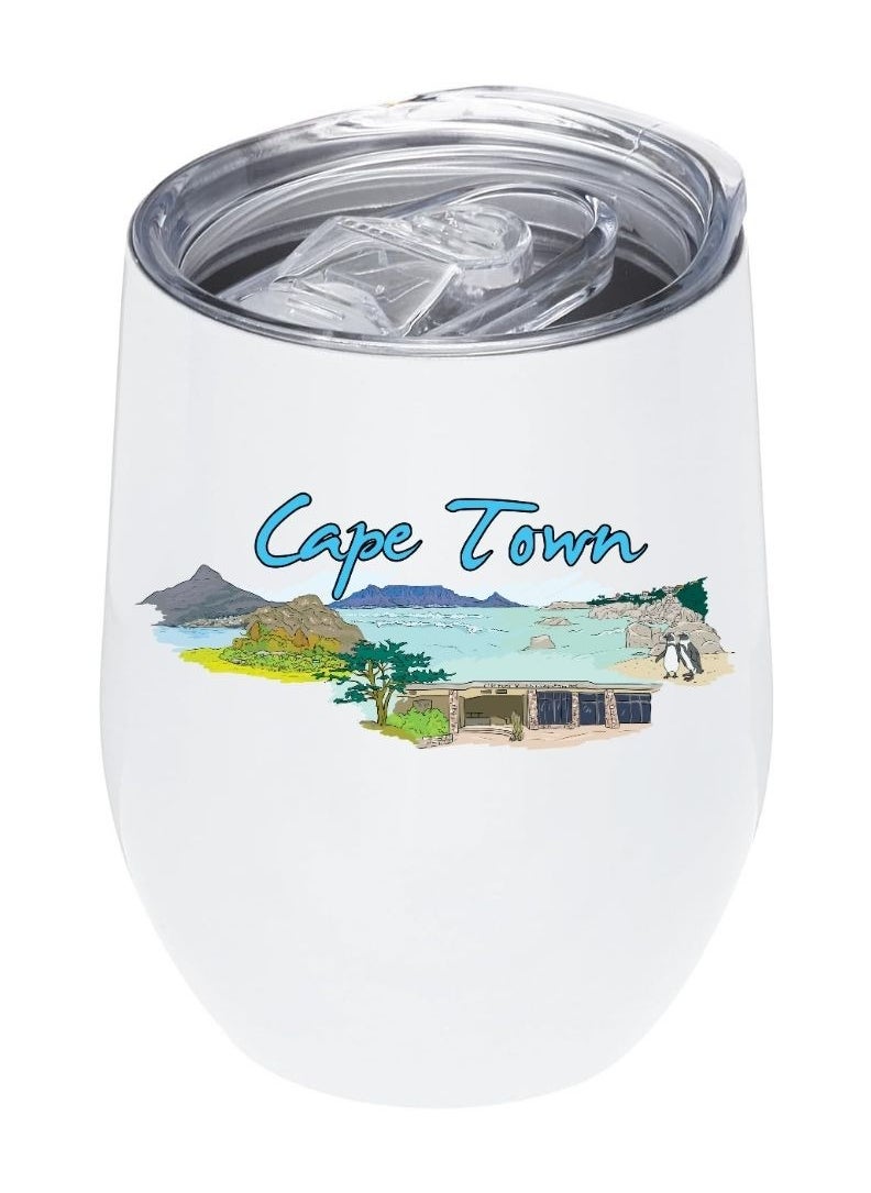 LOUD UNIVERSE Cape Town Design Printed White Insulated Tumbler 12Oz With Lid, Perfect Cute Gift For Hot And Cold Drinks 