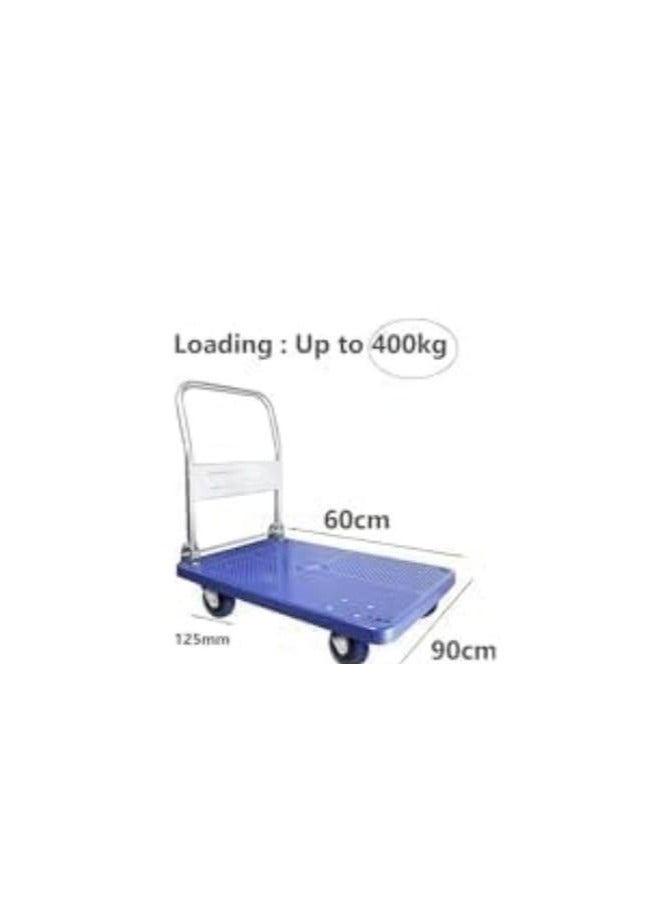 Heavy Duty Foldable Platform Trolley – 400KG Load Capacity, 60x90CM, Portable Household Trailer Cart with Silent Wheels for Moving & Loading (Blue) - Image 2