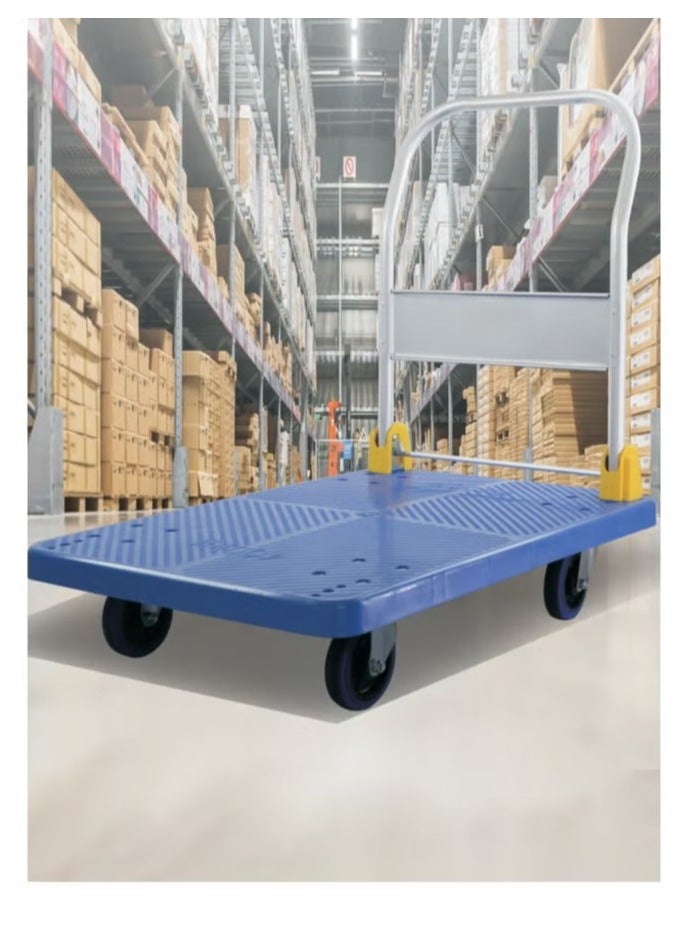 Heavy Duty Foldable Platform Trolley – 400KG Load Capacity, 60x90CM, Portable Household Trailer Cart with Silent Wheels for Moving & Loading (Blue) - Image 4