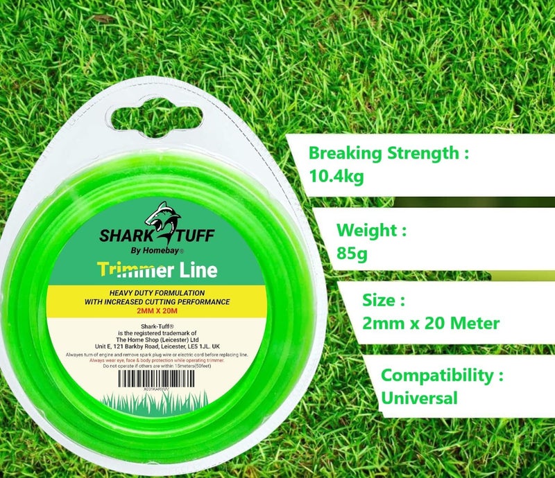 HOMEBAY Shark-Tuff® Universal Strimmer Wire 20m Heavy Duty | 1.2mm 1.6mm 2mm Garden Grass Replacement Trimmer Line Nylon Strimmer Cord - Image 2