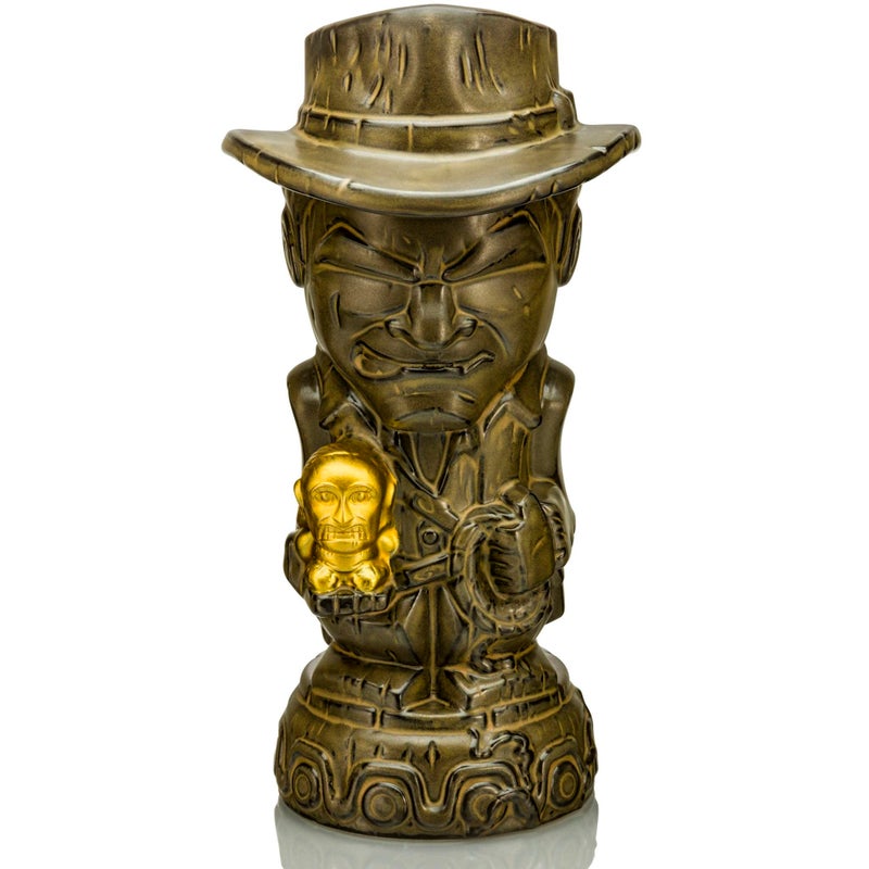 Geeki Tikis Indiana Jones With Golden Fertility Idol Ceramic Mug  Party Cocktail Tumbler For Liquor Beverages  Holds 20 Ounces