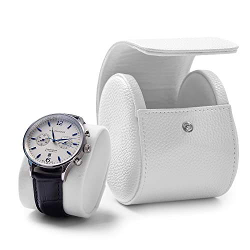 Oirlv Luxury Leather Travel Watch Case Portable Jewelry Watch Storage Roll Organizer(White) - Image 1