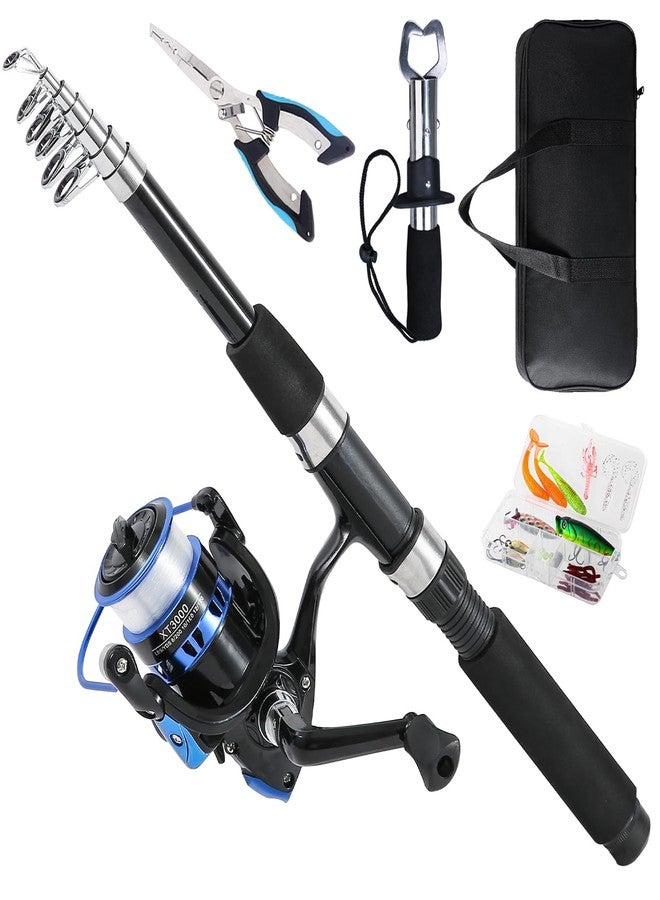 Tripquips Fishing Pole, Telescopic Fishing Rod and Reel Combo, 13+1BB Pre-Loaded Spinning Reel Combo with Fishing Pliers and Lip Gripper, 6.9FT Fishing Rod Combo(XT30 Blue) - Image 1