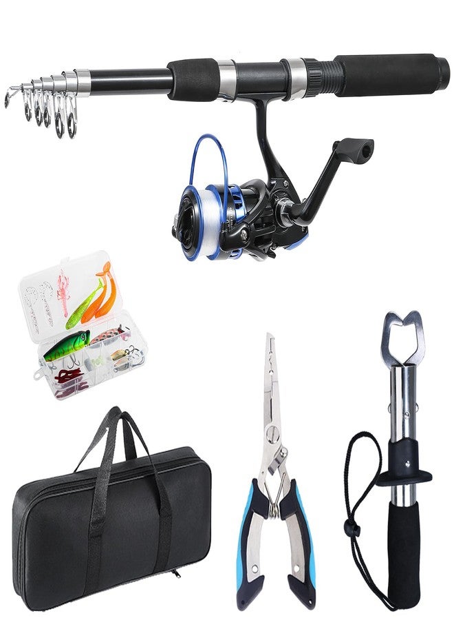 Tripquips Fishing Pole, Telescopic Fishing Rod and Reel Combo, 13+1BB Pre-Loaded Spinning Reel Combo with Fishing Pliers and Lip Gripper, 6.9FT Fishing Rod Combo(XT30 Blue) - Image 2