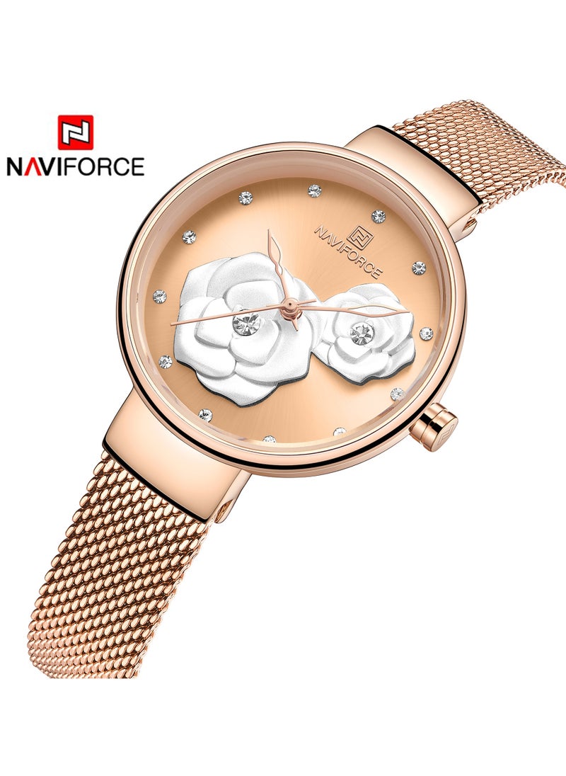 NAVIFORCE - Women's Analog Round Shape Stainless Steel Wrist Watch NF5013 RG/RG/RG - 32 Mm - Image 1