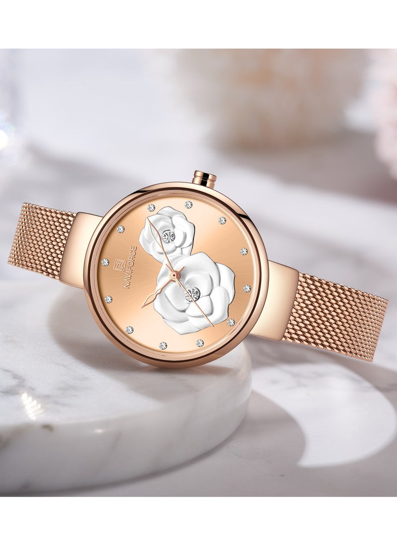 NAVIFORCE - Women's Analog Round Shape Stainless Steel Wrist Watch NF5013 RG/RG/RG - 32 Mm - Image 1