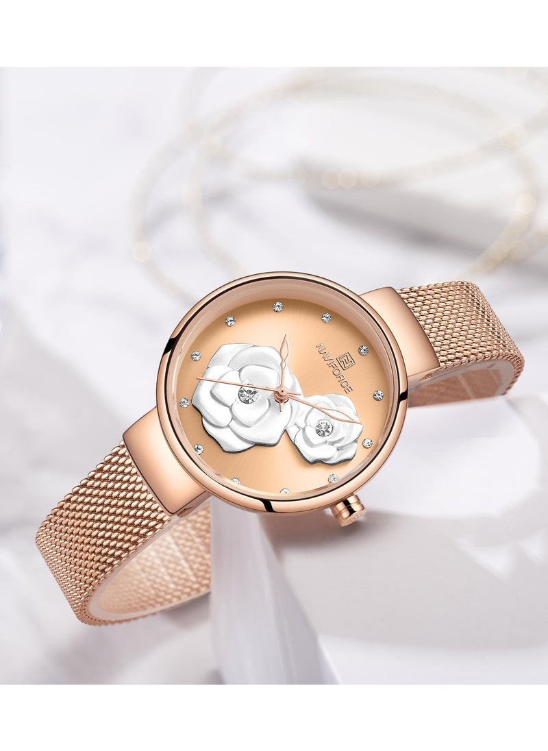 NAVIFORCE - Women's Analog Round Shape Stainless Steel Wrist Watch NF5013 RG/RG/RG - 32 Mm - Image 1