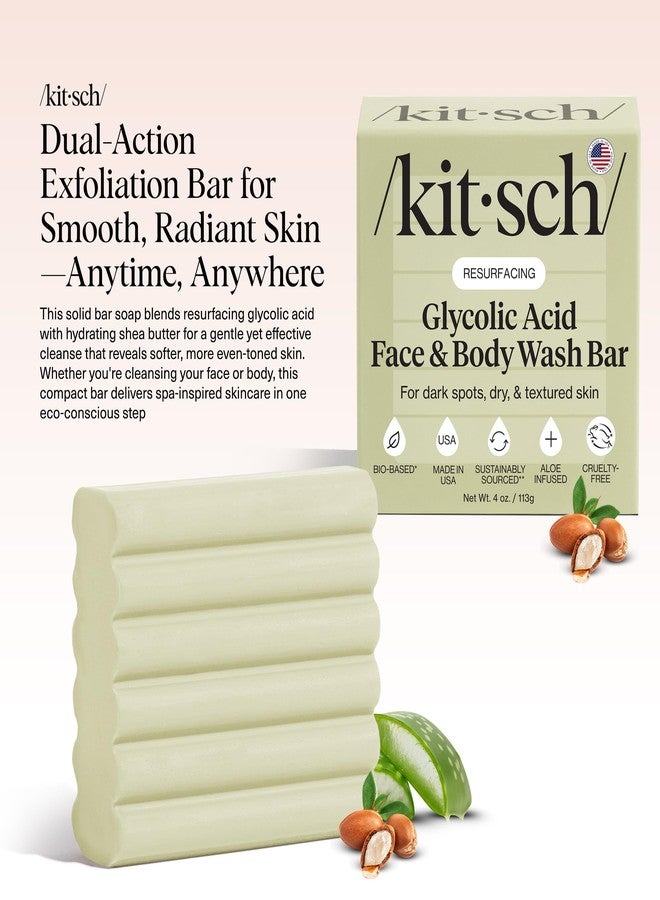 Kitsch Glycolic Acid Face & Body Wash Bar – Resurfacing Bar Soap with Shea Butter for Smoother, Brighter Skin – Gentle Soap & Body Wash Women & Men Love – Cucumber & Eucalyptus Scent Bath Soap - 4 oz - Image 2