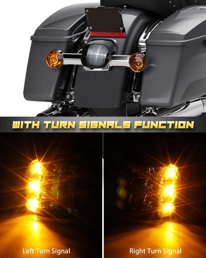 NTHREEAUTO Smoked LED Rear Brake Tail Light Integrated Turn Signals Taillights Compatible with Harley Dyna Road King Electra Glide Sportster Heritage Softail Touring - Image 2