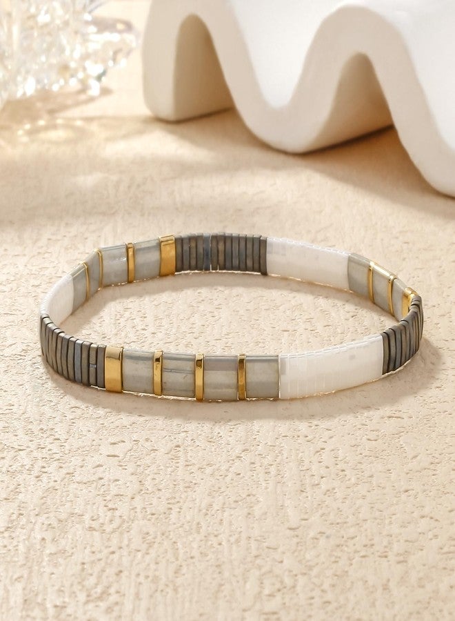 KELITCH Pearl Shell Beaded Bracelets for Women Unique Colorful Square Beads Link Stackable Stretch Bracelet Beach Summer Jewelry - Image 3