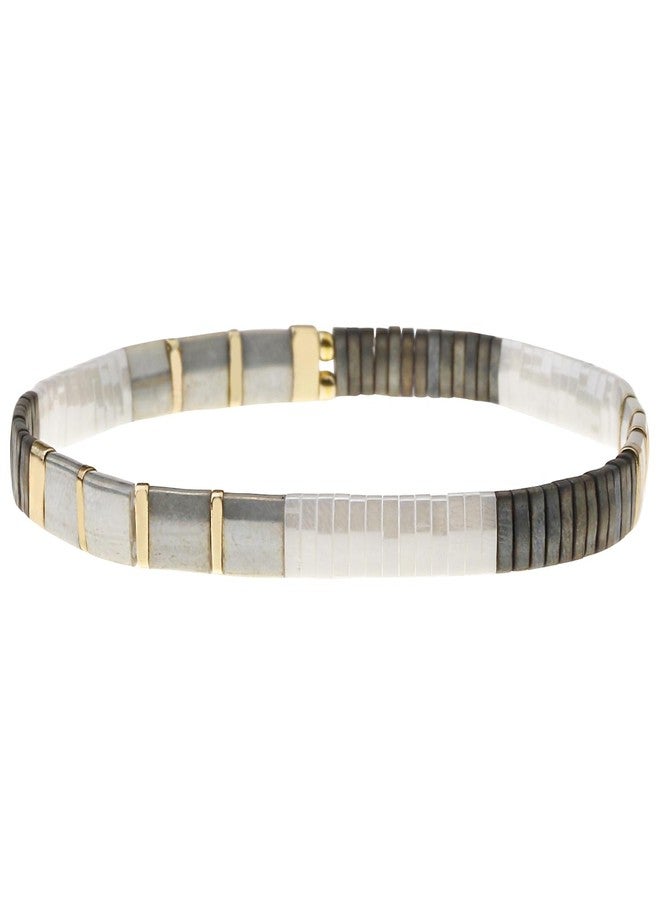 KELITCH Pearl Shell Beaded Bracelets for Women Unique Colorful Square Beads Link Stackable Stretch Bracelet Beach Summer Jewelry - Image 1