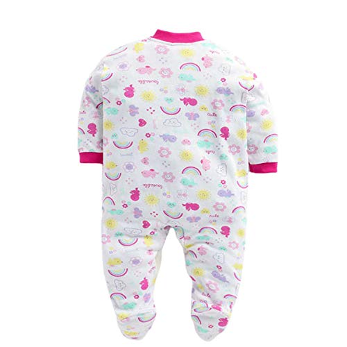EIO® 100% Cotton Rompers Sleepsuits Jumpsuit Night Suits for Infants Newborn Baby Boys & Girls Pack of 3 (0-3 Months, Yellow) (6-9 Months, Dark Pink) - Image 3