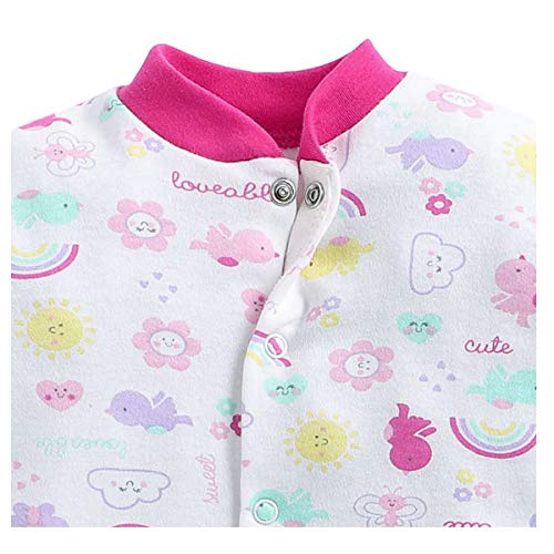 EIO® 100% Cotton Rompers Sleepsuits Jumpsuit Night Suits for Infants Newborn Baby Boys & Girls Pack of 3 (0-3 Months, Yellow) (6-9 Months, Dark Pink) - Image 4