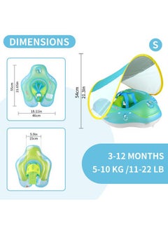 Generic Infant Pool Float with Sun Canopy Inflatable Baby Swimming Floatie with Sponge Safety Bottom Support Water Toys Swimming Trainer (Blue, Small)  - Image 5