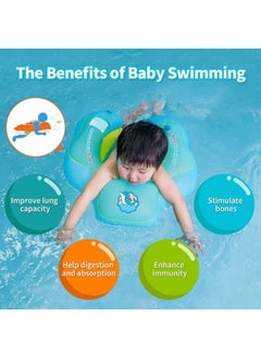 Generic Infant Pool Float with Sun Canopy Inflatable Baby Swimming Floatie with Sponge Safety Bottom Support Water Toys Swimming Trainer (Blue, Small)  - Image 3
