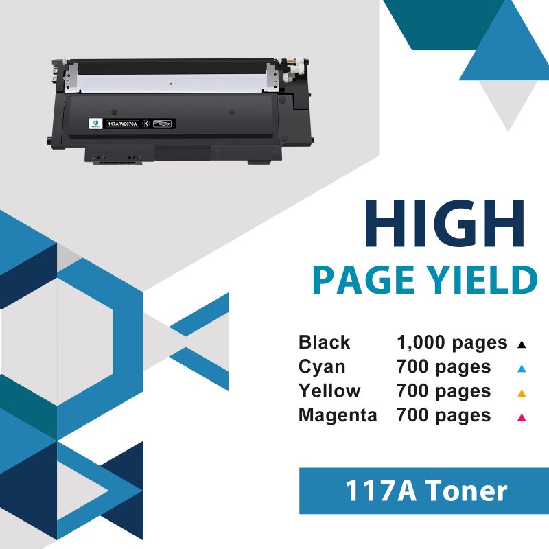 inkalfa 4-Pack 117A Compatible Toner Cartridges Replacement for HP 117A W2070A Color Laser 150nw MFP 179fnw 178nw 150a 178nwg 179fwg 179 178 150 W2071A W2072A W2073A (Black Cyan Yellow Magenta) - Image 2
