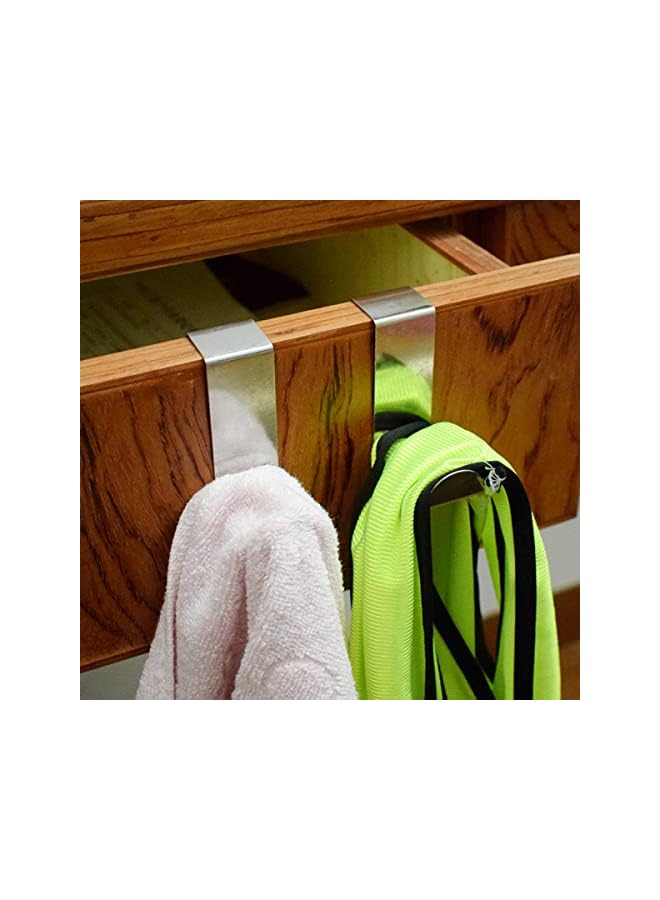 promass 4PCS Over The Door Hooks Z-Shaped Hanging Hooks Stainless Steel Reversible Single Hook For Hanging Clothes Hats Bags Fits 1.57" & 0.70" Widths - Image 4