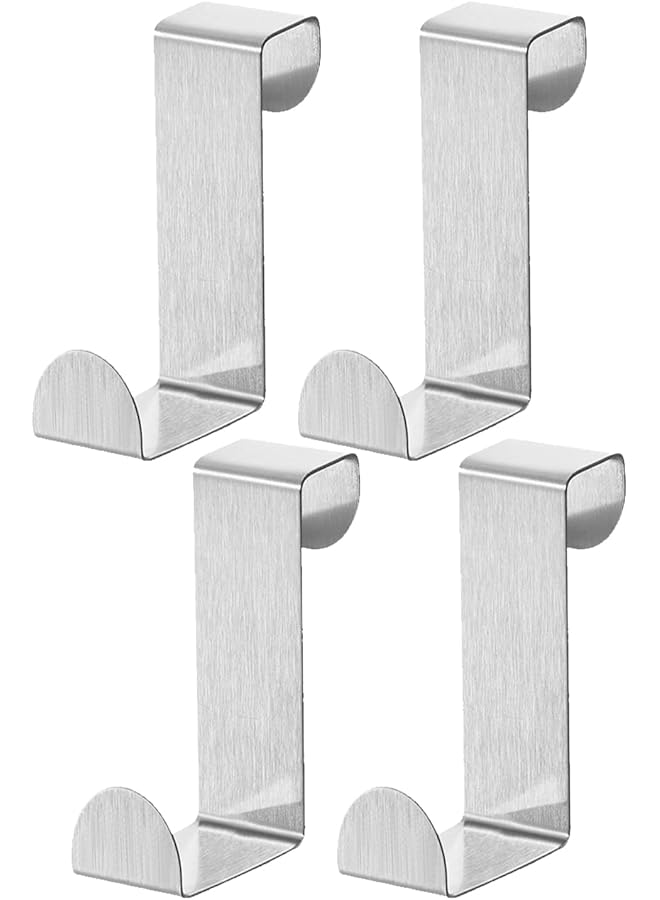 promass 4PCS Over The Door Hooks Z-Shaped Hanging Hooks Stainless Steel Reversible Single Hook For Hanging Clothes Hats Bags Fits 1.57" & 0.70" Widths - Image 1