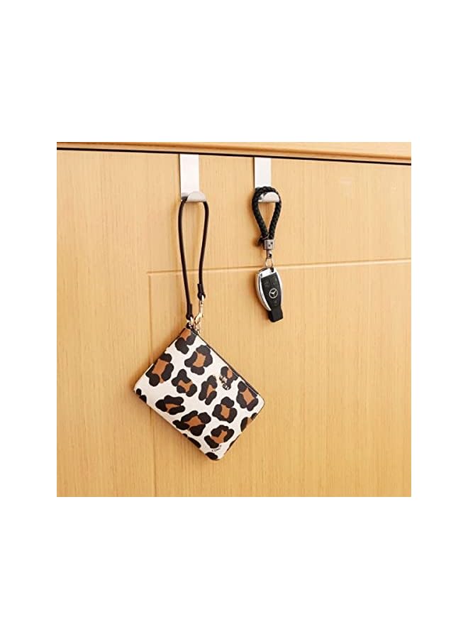 promass 4PCS Over The Door Hooks Z-Shaped Hanging Hooks Stainless Steel Reversible Single Hook For Hanging Clothes Hats Bags Fits 1.57" & 0.70" Widths - Image 2