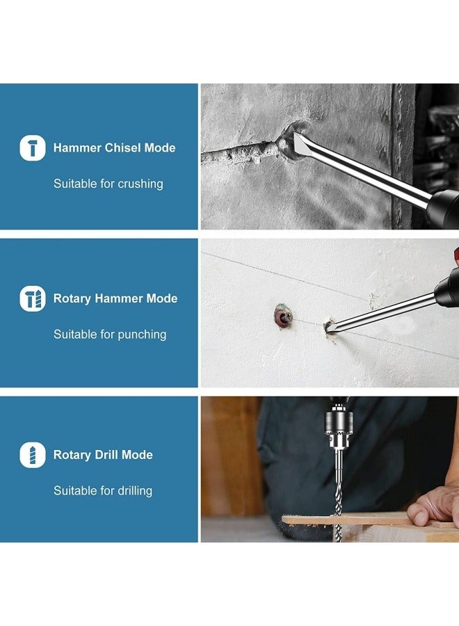 ALongDeng 21V Brushless Rotary Hammer Drill 3-in-1 Mode Hammer Drill for Concrete with 4.0Ah Battery Vibration Damping  Variable Speed Includes 360° Rotatable Side Handle - Image 2