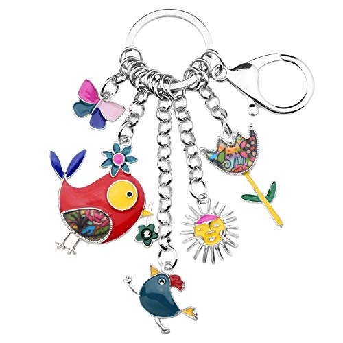 BONSNY Enamel Zinc Alloy Birds Flower Butterfly Key Chains Keyrings For Women Handbag Car Key Charms (Multicoloured) - Image 1