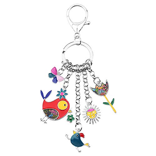BONSNY Enamel Zinc Alloy Birds Flower Butterfly Key Chains Keyrings For Women Handbag Car Key Charms (Multicoloured) - Image 3