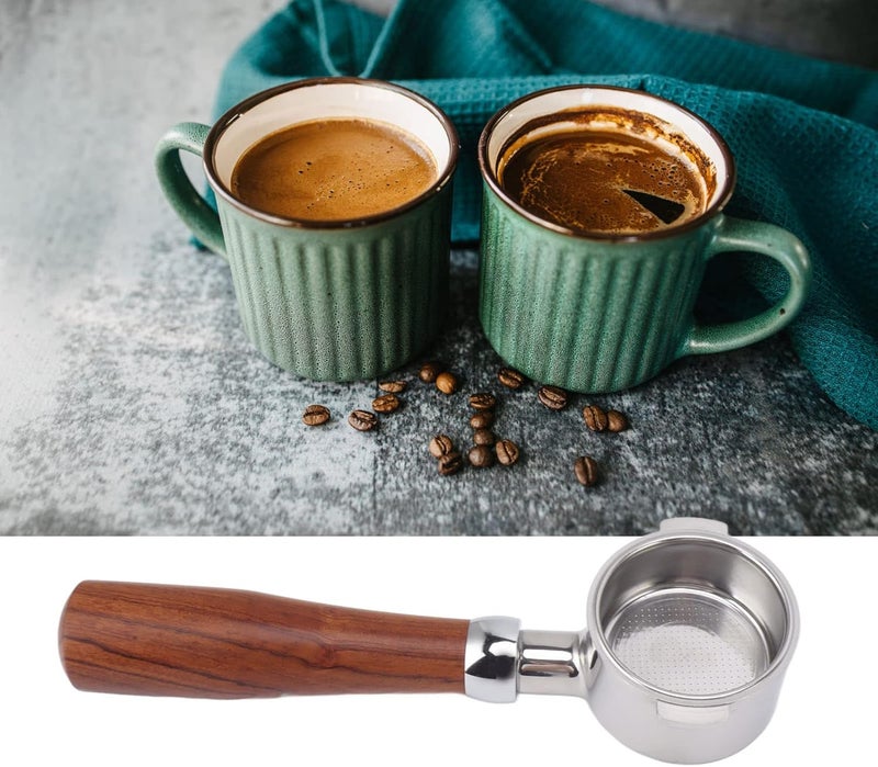 Fdit 51mm Bottomless Portafilter 2 Ear, Stainless Steel Portafilter for EC0310 & Coffee Machines, Detachable Design for - Professional Extraction Tool (E Circle Rosewood) - Image 2