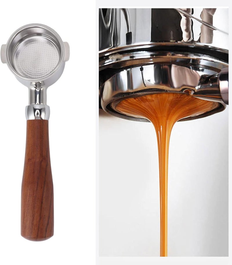 Fdit 51mm Bottomless Portafilter 2 Ear, Stainless Steel Portafilter for EC0310 & Coffee Machines, Detachable Design for - Professional Extraction Tool (E Circle Rosewood) - Image 3