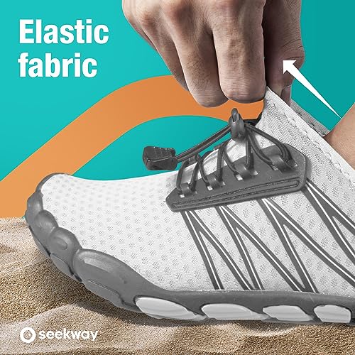 SEEKWAY Water Shoes Sports Quick-Dry Barefoot Aqua Beach Pool Lake Swim Boating Hiking Surfing Men Women 407-White SP001 - Image 3