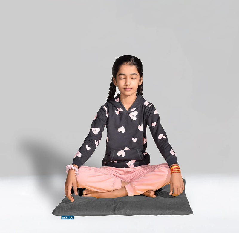 NEXTGO Pooja Aasan Extra Thick Gaddi Style Velvet Cloth Gifts Katha Havan Shaadi Long Time Comfort Soft Prayer Floor Sitting Mat Big Size 27X 27 INCH Elephant Grey 2 - Image 3
