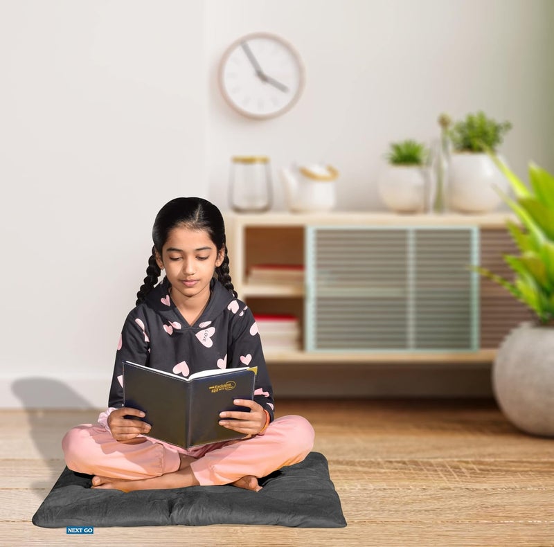 NEXTGO Pooja Aasan Extra Thick Gaddi Style Velvet Cloth Gifts Katha Havan Shaadi Long Time Comfort Soft Prayer Floor Sitting Mat Big Size 27X 27 INCH Elephant Grey 2 - Image 5