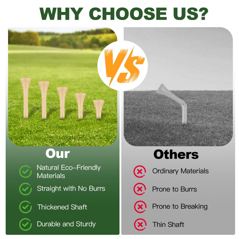 Guirnd 150PCS Professional Wooden Golf Tees 2 3/4 inch Biodegradable Bamboo Golf Tees, Stable and Reliable, Available in Natural Color - Image 4