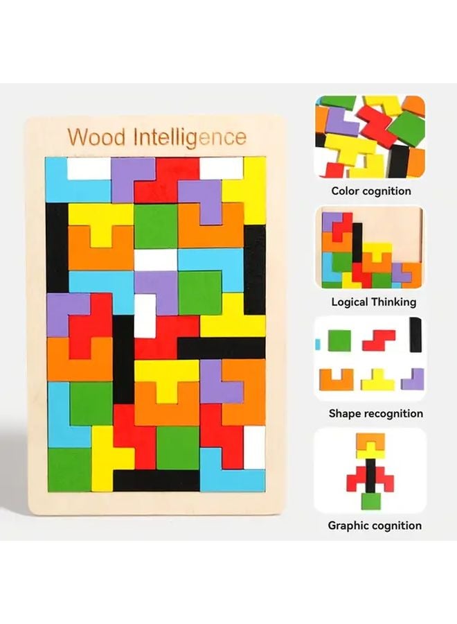 DG Russian Building Blocks Wooden Puzzle Brain Teaser 3D Colorful Educational Toy Gift - Image 1