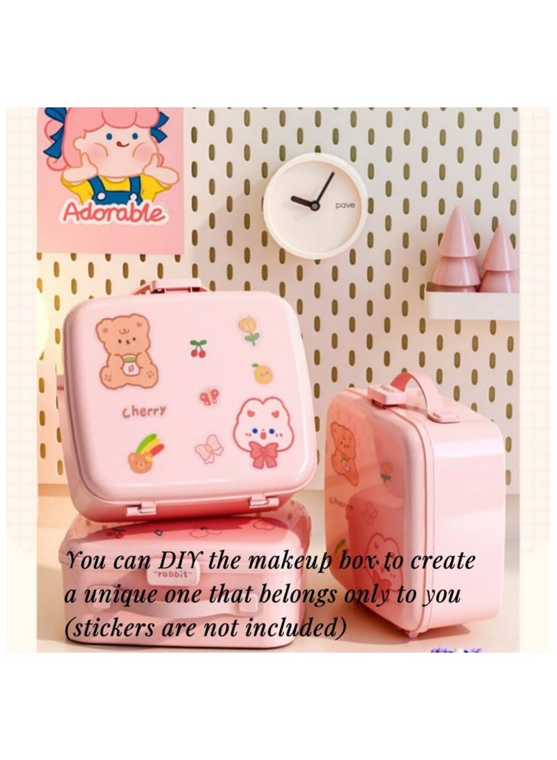 SYOSI منظم ملحقات الشعر اللطيف، صندوق تخزين مجوهرات الأطفال، حامل رباط الشعر البلاستيكي، حاوية مشابك الشعر مع مقبض، منظم أربطة الرأس، هدية للفتيات الصغيرات منظم متعدد الاستخدامات - وردي - Image 4