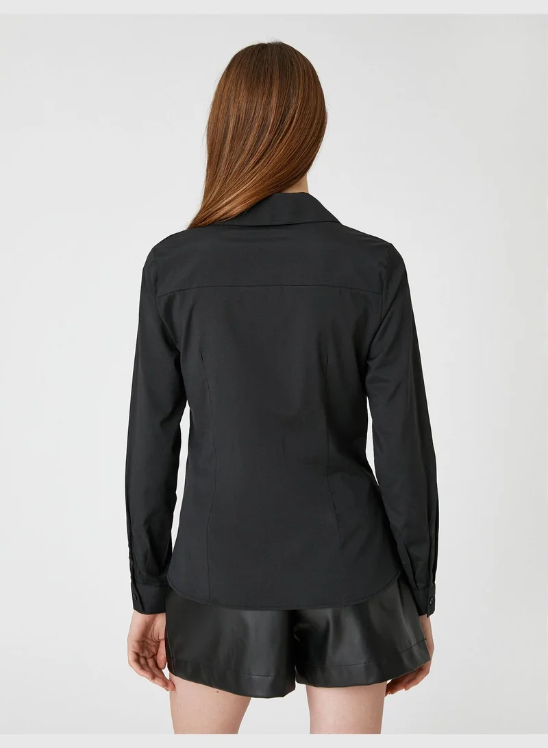 كوتون Stitch Detail Basic Long Sleeve Shirt
