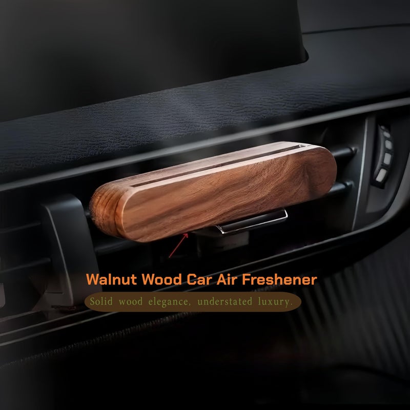 Hi Lumideer Natural Walnut Wood Vent Clip for Car (2-Pack) - Refillable Aroma Diffuser Base, Includes 10 Unscented Absorber Sticks - Elegant Air Freshener for Car, Home, Office & More - Image 3