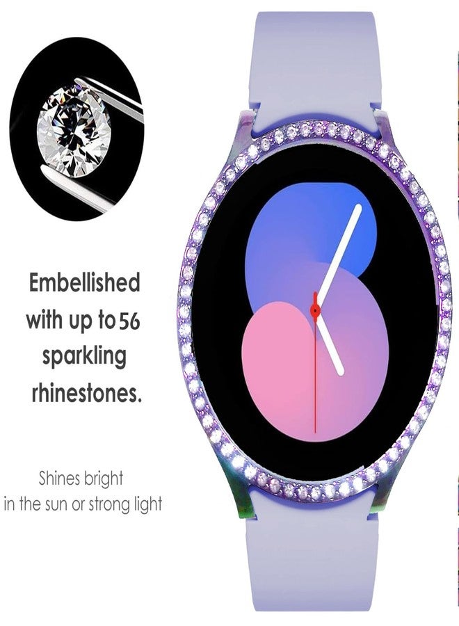 DEALELE [Pack of 2] Watch Case Compatible with Samsung Galaxy Watch 5/4 44 mm, Glitter Rhinestone Diamond Protective Case Watch Cover Replacement Case for Men and Women, 44 mm, Rainbow + Transparent - Image 4